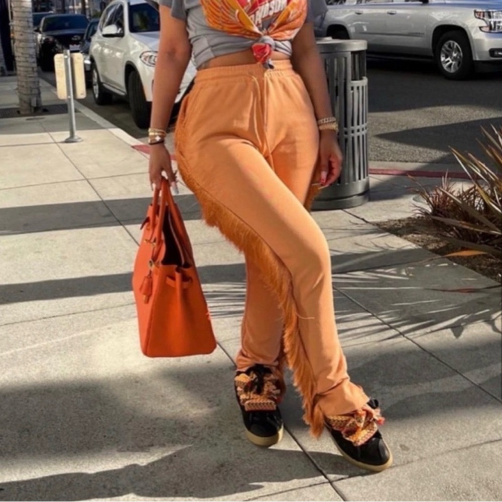 Minaa Monroe Orange fringe pants